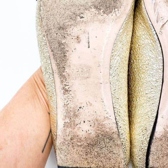 Gucci Marmont GG Gold Fringe Loafer Flats Metallic EU 38 US 8 - Picture 10 of 13